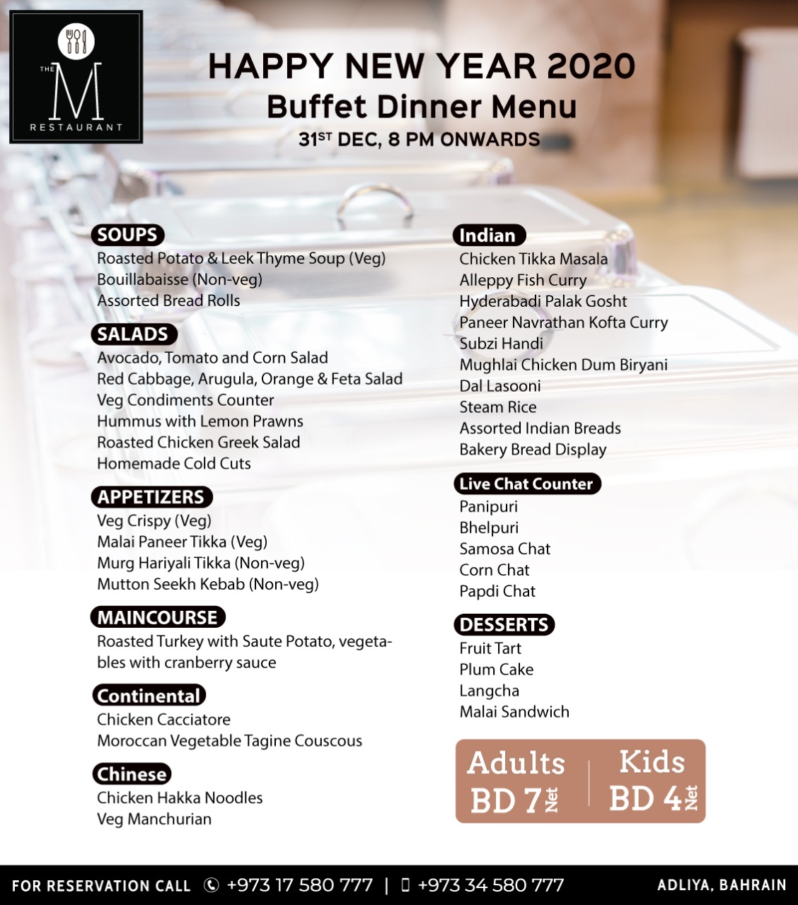 New Year 2020 Buffet Dinner Menu